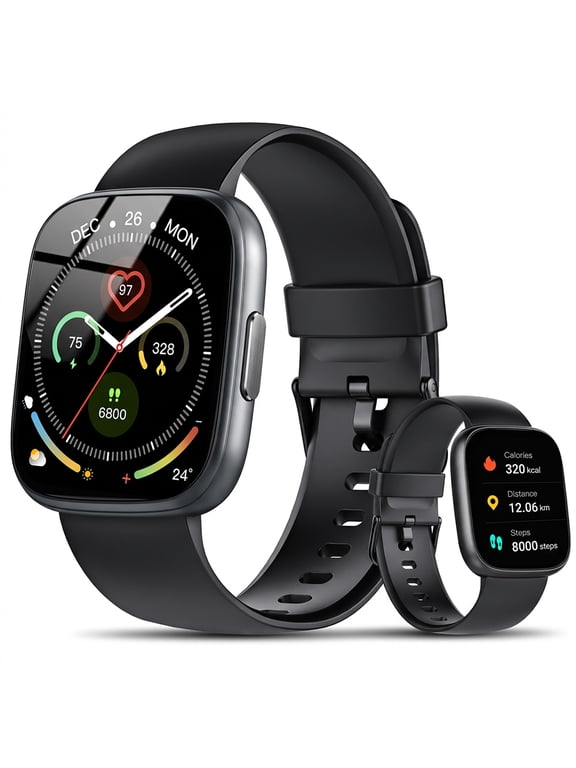 Smart Watches for Men Women Answer/Make Calls, 1.95" HD Touch Screen Fitness Watch with Steps/Calorie, 110+ Sport Modes Activity Tracker, IP68 Waterproof Smartwatch for Android iOS, for Gift, Black