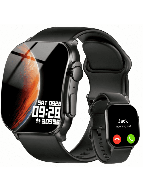 Smart Watch Fits for Android and iPhone, 2.01" AMOLED HD Curved Screen, Bluetooth Calls/Answer, Fitness Tracker, 110+ Sport Modes, Smart Watch for Men Women, IP68 Waterproof Smartwatch, Gifts