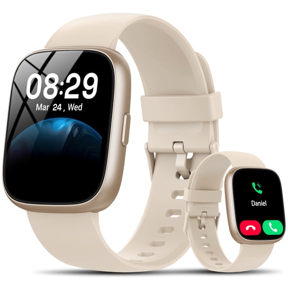 Smart Watch Fits for Android and IPhone, Smartwatch for Women Men with Alexa Built-in, 1.83" HD Touchscreen Fitness Tracker 120 Plus Sports Mode, Smart Watch with Bluetooth Call, IP68, for Gift White
