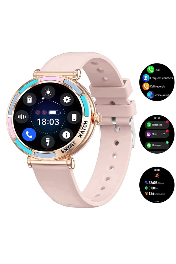 Smart Watch Bluetooth Call(Answer/Make Calls) IP67 Waterproof Fiteness Tracker Step Pedimeter 100+ Sports Modes for Android Ios Women Smartwatch