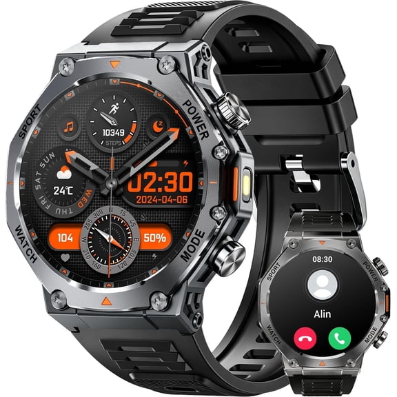 Smart Watch Fits for Android and iPhone, Military Smart Watch, Fitness Tracker, Smart Watch for Men with 100   Sports Modes, Bluetooth Call/Answer, IP68 Waterproof Smartwatch, Gifts for Dad