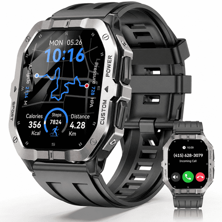 Cillso 2026 Military Smart Watch for Men, Built-in GPS, 2.02" Rugged Outdoor Fitness Watch with Bluetooth Calling, Compass, Training Load, 2ATM Waterproof, 100+ Sports Modes for Android & iPhone