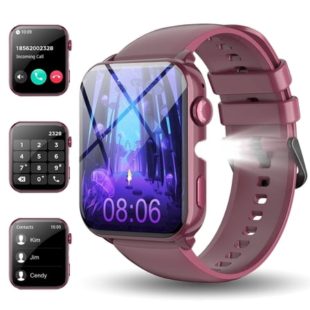 Smart Watch Fits for Android and iPhone Samsung,1.91'' Smartwatch for Men Women,100+ Sports Modes Fitness Tracker with Answer Make Calls/Message Reminder, IP68 Waterproof,Purple