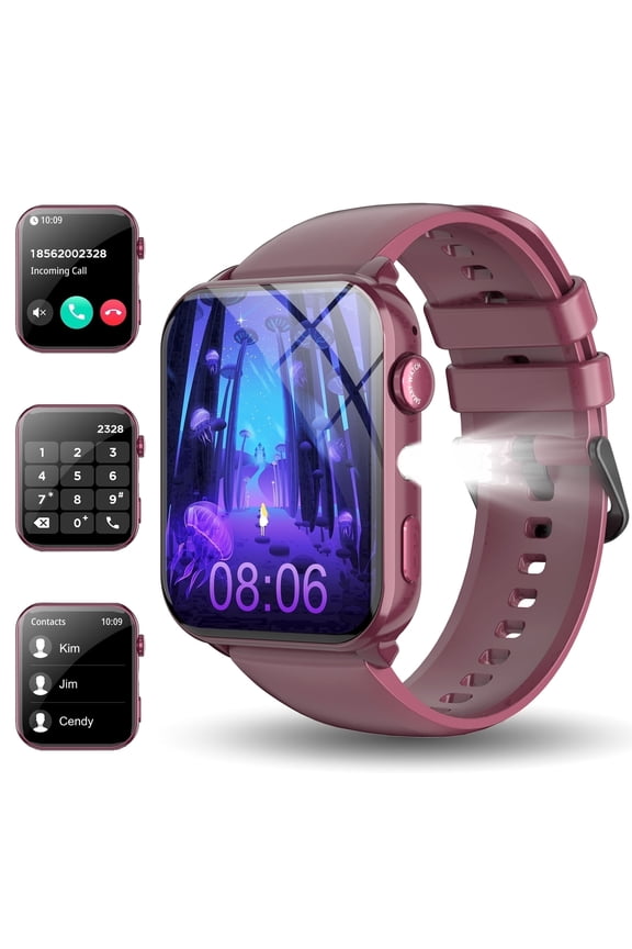 Smart Watch for Women and Men, 1.91'' Bluetooth Calling Digital Watch, Fitness Tracker, 100+ Sports Modes, IP68 Waterproof, Android iPhone Compatible, Purple
