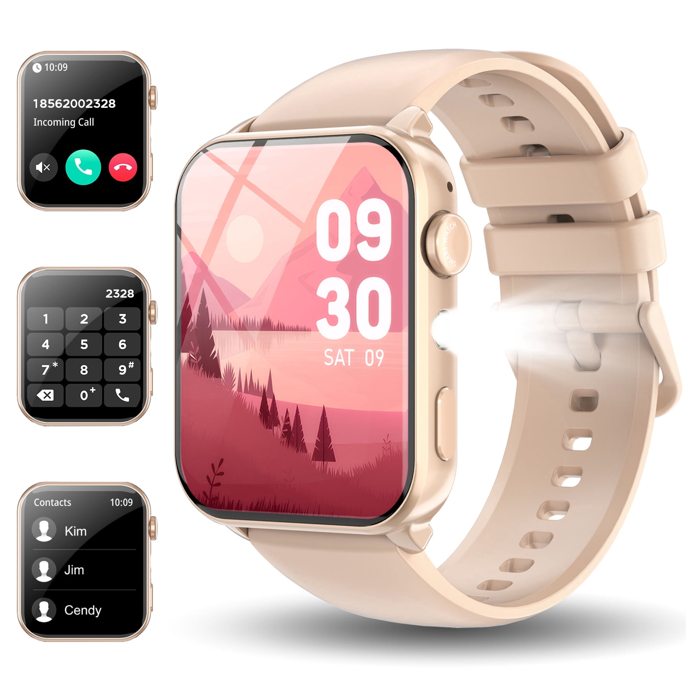 IOWODO Smart Watch for Men Women, 1.91" Fitness Watch with Answer/Make Call/100+ Sport Modes/Pedometer/IP68 Waterproof, Fitness Tracke Fits for Android/iPhone, Pink