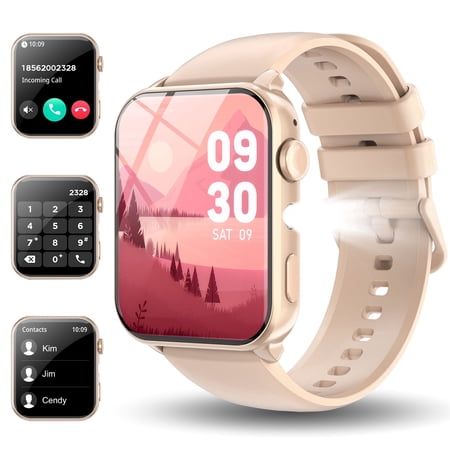 IOWODO Smart Watch for Men Women, 1.91" Fitness Watch with Answer/Make Call/100+ Sport Modes/Pedometer/IP68 Waterproof, Fitness Tracke Fits for Android/iPhone, Pink