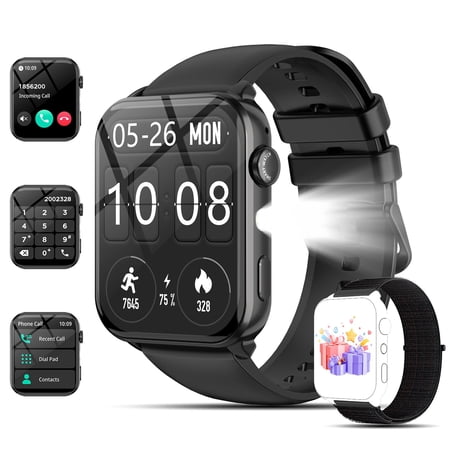 Smart Watch Fits for Android and iPhone Samsung,1.91'' Smartwatch for Men Women,100+ Sports Modes Fitness Tracker with Answer Make Calls/Message Reminder, IP68 Waterproof,Black