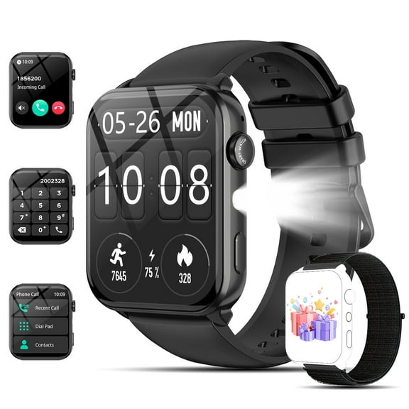 Smart Watch Fits for Android and iPhone Samsung,1.91'' Smartwatch for Men Women,100+ Sports Modes Fitness Tracker with Answer Make Calls/Message Reminder, IP68 Waterproof,Black
