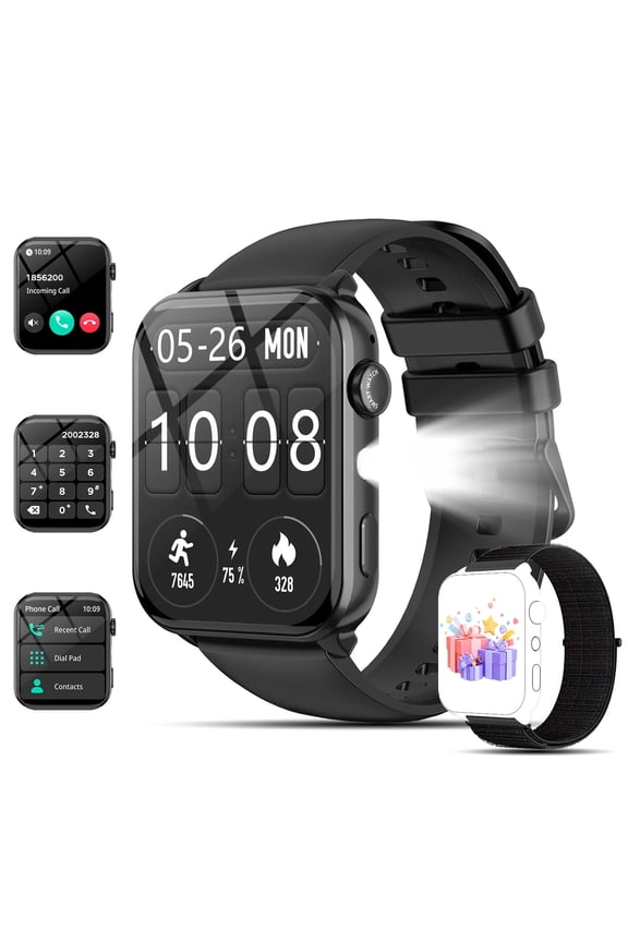 Smart Watch Fits for Android and iPhone Samsung,1.91'' Smartwatch for Men Women,100+ Sports Modes Fitness Tracker with Answer Make Calls/Message Reminder, IP68 Waterproof,Black