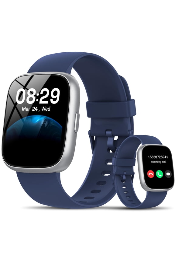 Smart Watch Fits for Android and IPhone, Smartwatch for Women Men with Alexa Built-in, 1.83" HD Touchscreen Fitness Tracker 120 Plus Sports Mode, Smart Watch with Bluetooth Call, IP68, for Gift Blue
