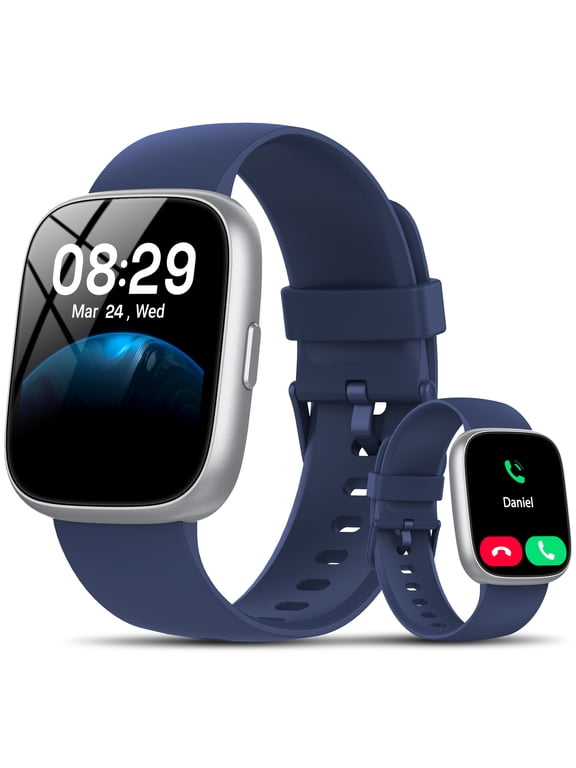 Smart Watch Fits for Android and IPhone, Smartwatch for Women Men with Alexa Built-in, 1.83" HD Touchscreen Fitness Tracker 120 Plus Sports Mode, Smart Watch with Bluetooth Call, IP68, for Gift Blue