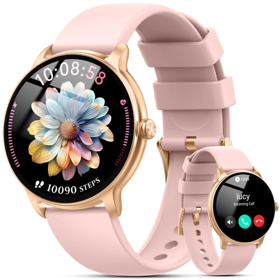 Smart Watches for Women, Answer/Make Call, 1.32'' AMOLED HD Touchscreen Fitness Tracker with IP68 Waterproof, Reminders, 100+ Sports Modes, lightweight, Compatible with Android IOS Phone Pink, Gift