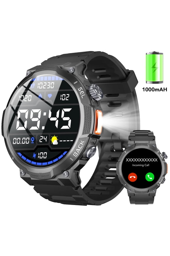 Smart Watch for Men, 1.53'' AMOLED Sport Smartwatch, 100 Day Standby Bluetooth 5.4 Call(Answer/Make Calls), 120+ Sport Modes IP68 Waterproof Smart Watch Fits for iPhone and Android, Black