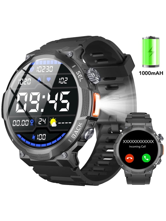 Smart Watch for Men, 1.53'' AMOLED Sport Smartwatch, 100 Day Standby Bluetooth 5.4 Call(Answer/Make Calls), 120+ Sport Modes IP68 Waterproof Smart Watch Fits for iPhone and Android, Black