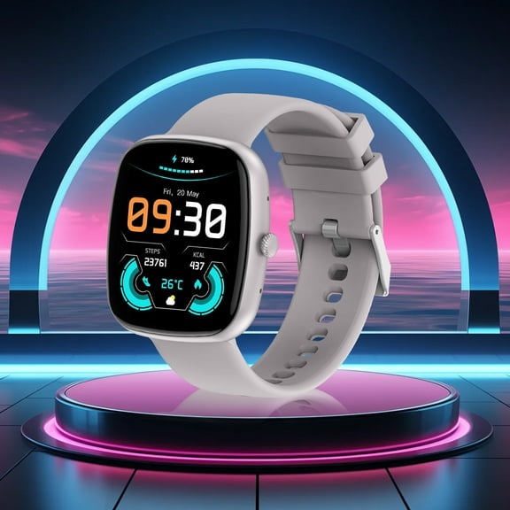 Smart Watch,Health Smart Watches,Bluetooth Smart Watch,Cheap Sports Touchscreen Smartwatch for Women Men Android with Talk Call Music,Waterproof Fitness Trackers,Gray