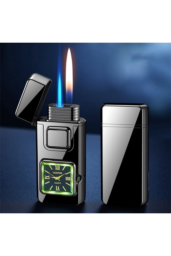 Smart Watch Lighter - 3-in-1 Ignition (Airflow/Sensing/Button) for Outdoor/Kitchen/Household | High-Pressure Injection & Transparent Gas Window | Windproof & Refillable | Portable Lighter