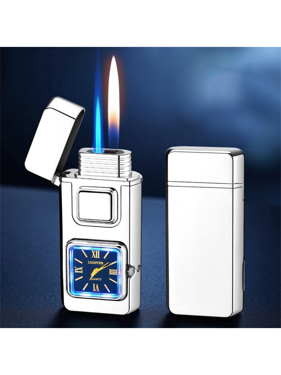 Smart Watch Lighter - 3-in-1 Ignition (Airflow/Sensing/Button) for Outdoor/Kitchen/Household | High-Pressure Injection & Transparent Gas Window | Windproof & Refillable | Portable Lighter