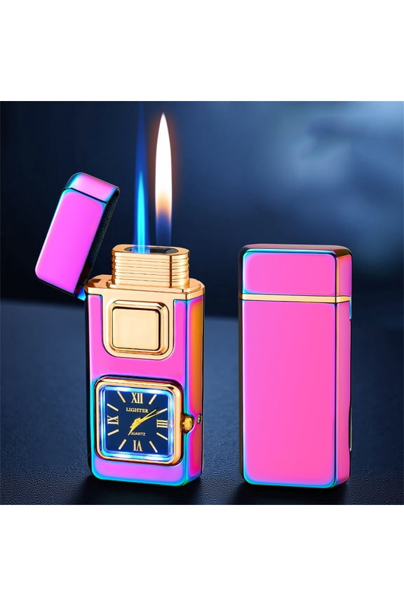 Smart Watch Lighter - 3-in-1 Ignition (Airflow/Sensing/Button) for Outdoor/Kitchen/Household | High-Pressure Injection & Transparent Gas Window | Windproof & Refillable | Portable Lighter