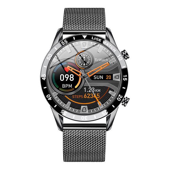 Smart Watch Men, 1.3 "Inch Touchscreen Phone Watch Men Smart Watch IP67 Waterproof Stainless Steel Band StopWatch for IOS Android(black)