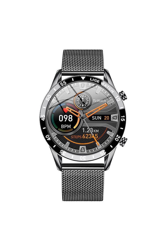 Smart Watch Men, 1.3 "Inch Touchscreen Phone Watch Men Smart Watch IP67 Waterproof Stainless Steel Band StopWatch for IOS Android(black)