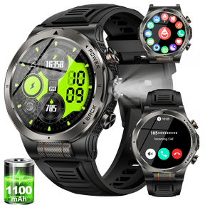 Smart Watch for Men, 1.43'' AMOLED Outdoor Smartwatch with Flashlight Compass, 3ATM Waterproof Fitness Tracker with Bluetooth Call, 1100 mAh Battery for Android iOS, Black