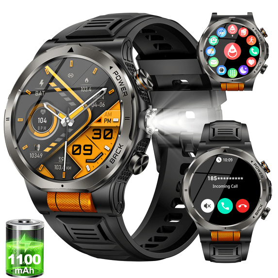 Smart Watch for Men, 1.43'' AMOLED Outdoor Smartwatch with Flashlight ...
