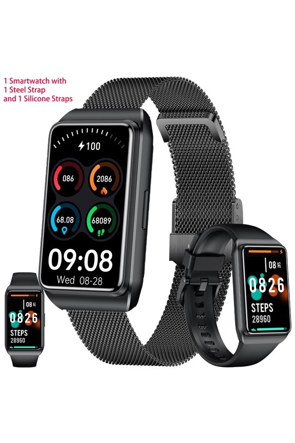 Smart Watch for Men, 1.47" HD Touchscreen, Bluetooth Calling (Answer/Make Calls), 100+ Sports Modes, 10-Day Standby, 1ATM Waterproof, Fitness Tracker Compatible with Android & iPhone (2 Strap)