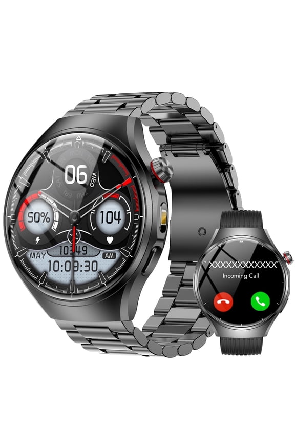 Smart Watch for Men, 1.52" AMOLED Bluetooth Calling Smartwatch for Android iOS, Built-in Flashlight, 1000mAh Long Battery Fitness Tracker, 120+ Sports, IP68 Water Resistant