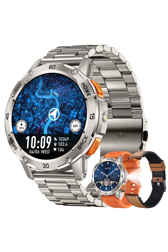 Smart Watch for Men, 1.53" HD Touchscreen, Bluetooth Calling (Answer/Make Calls), 100+ Sports Modes, 10-Day Standby, IP68 Waterproof, Fitness Tracker Compatible with Android & iPhone (3 Strap)