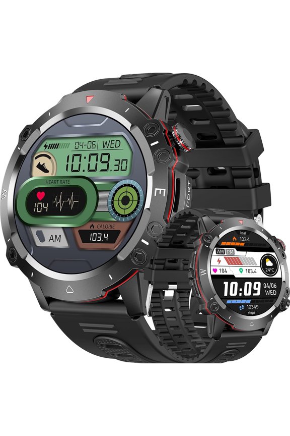 Smart Watch for Men, 1.53" HD Touchscreen, Bluetooth Calling (Answer/Make Calls), 100+ Sports Modes, 10-Day Standby, IP68 Waterproof, Fitness Tracker Compatible with Android & iPhone