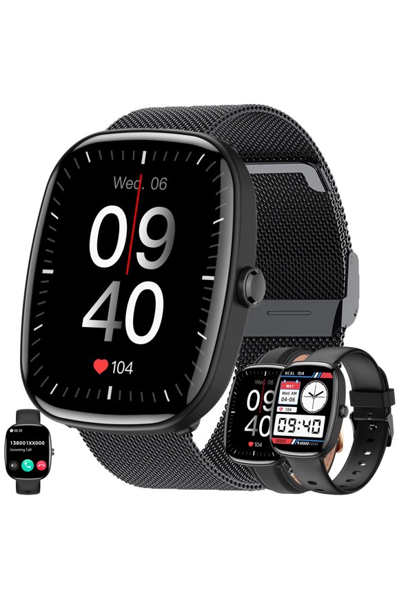 Smart Watch for Men, 1.83" HD Touchscreen, Bluetooth Calling (Answer/Make Calls), 100+ Sports Modes, 10-Day Standby, IP68 Waterproof, Fitness Tracker Compatible with Android & iPhone (3 Strap)