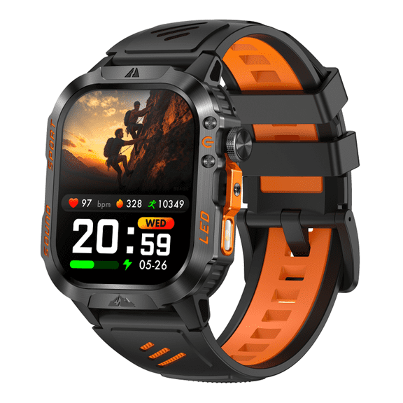 Smart Watch for Men, 1200mAh Battery with LED Flashlight , 2.01" HD Fitness Tracker, 100+ Sports Modes, IP68 Waterproof Smartwatch for Android and iPhone