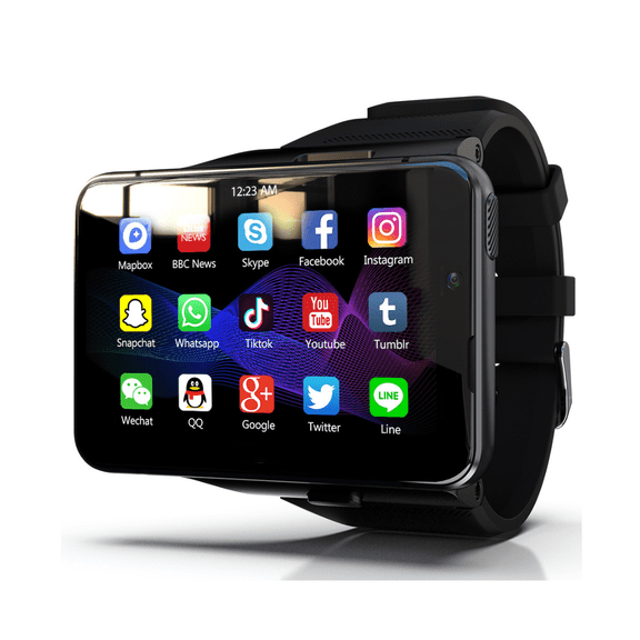 Smart Watch for Men, 4G Smartwatch for Android 2.88 Inch Touch Screen Android 9.0 OS 4GB+64GB Activity Tracker with Face Unlock Dual Cameras WiFi GPS Detachable Band (Black)