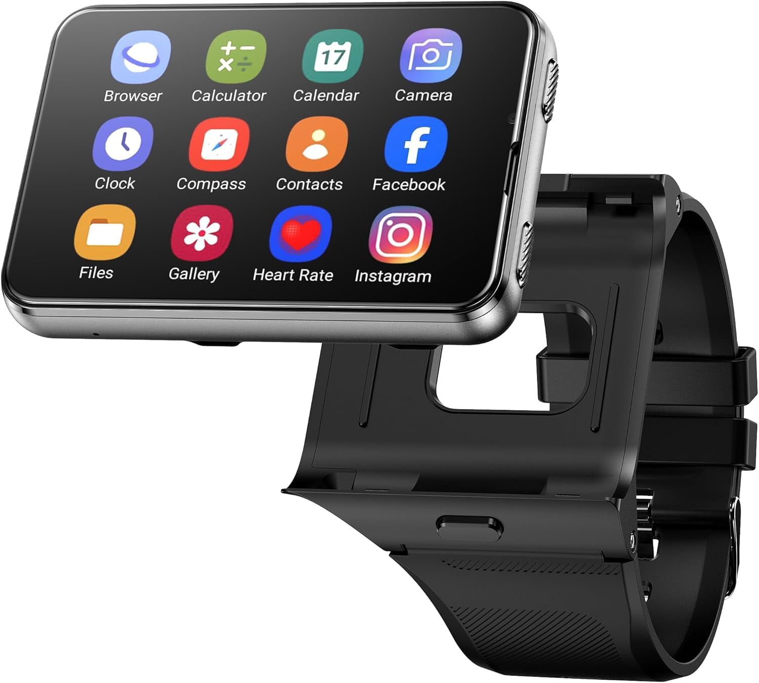 Smart Watch for Men, 4G Smartwatch for Android and iOS 2.88 Inch Touch Screen Android 11 OS 64GB Activity Tracker with Face Unlock Dual Cameras WiFi GPS Detachable Band (Black, 64G)