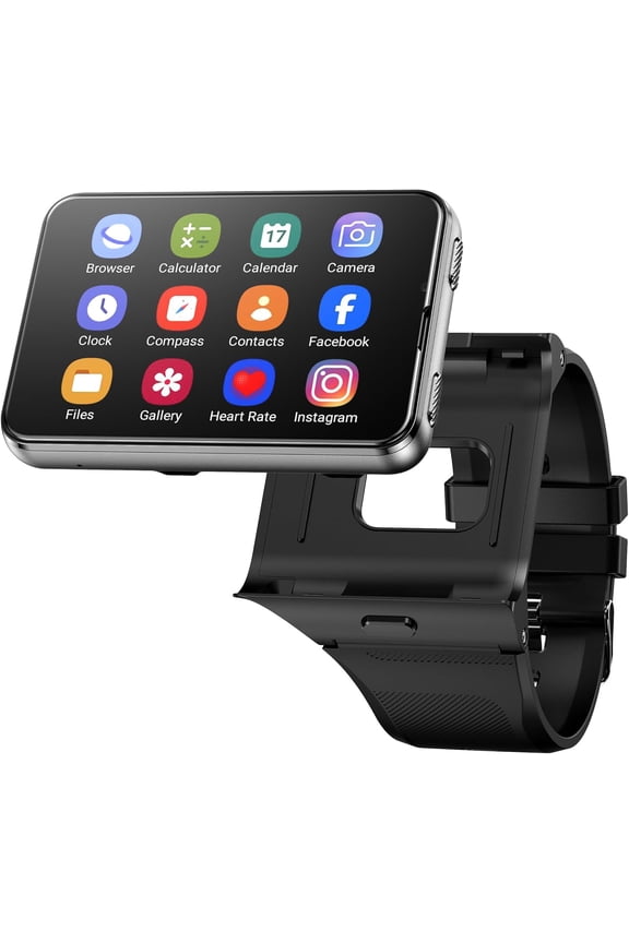 Smart Watch for Men, 4G Smartwatch for Android and iOS 2.88 Inch Touch Screen Android 11 OS 64GB Activity Tracker with Face Unlock Dual Cameras WiFi GPS Detachable Band (Black, 64G)