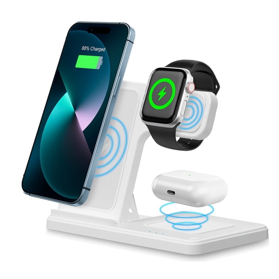 Wireless Charging Station 3-in-1 Standard 15W Fast For Mag-Safe Charger Stand, With QC3.0 Adapter, For IPhone 16 15 14 13 12 11 X 8 Pro Max/Pro/Mini/Plus, For IWatch Ultra10/9/8/7/6/5/4/3/2 SE