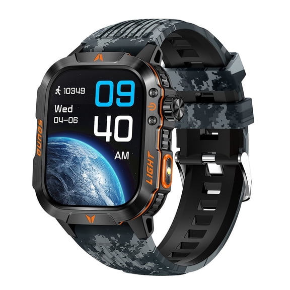 Smart Watch for Men Answer/Make Call, Smartwatch with LED Flashlight Compass, 600mAh Sleep Monitor Fitness Tracker Watches Outdoor Waterproof Tactical Sports for Android Phone