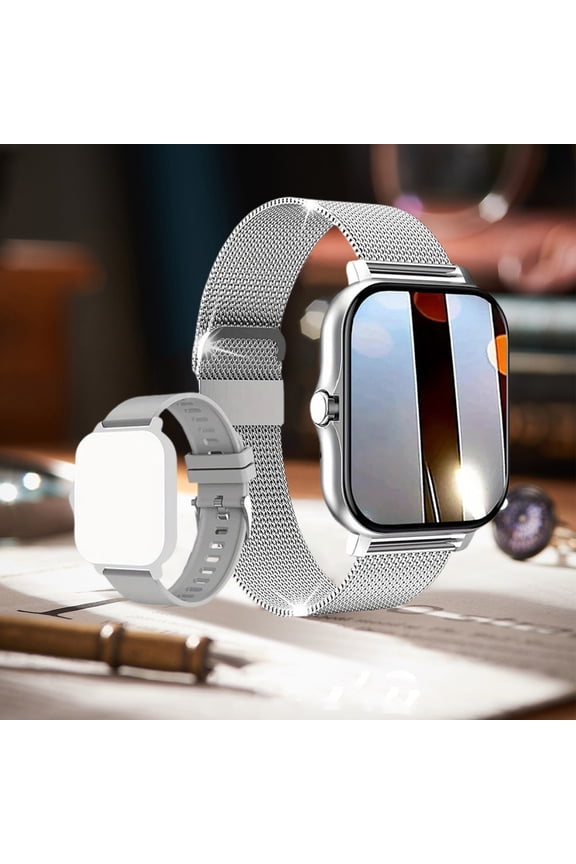 Smart Watch for Men Women,1.44" HD Smartwatch Compatible ios/Android (Answer/Make Calls),100+ Sport Modes Fitness Tracker with Heart Rate Monitor,Double Metal Band Straps