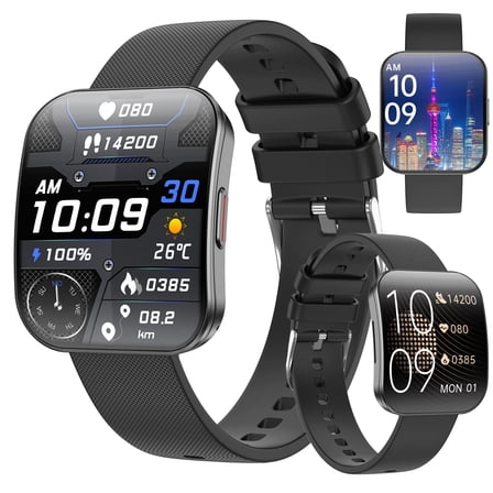 Smart Watch for Men Women, 1.85" AMOLED Display Smartwatch (Answer/Make Calls), 100+ Sports Modes Fitness Tracker, Sleep Monitor, IP68 Waterproof Activity Watch for Android iOS, Black