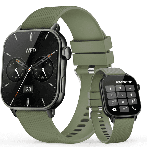 Smart Watch for Men Women, 1.85'' AMOLED HD Fitness Watch with 120+ Sports Modes, Bluetooth Call/Sleep Track/Pedometer, Smartwatch for Android iOS, IP68 Waterproof, Green