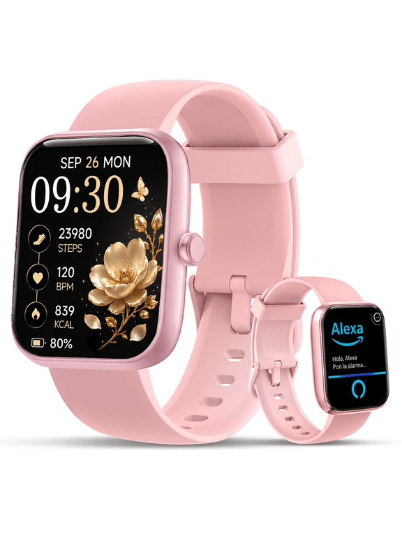 Smart Watch for Men Women with Alexa Built-in, 1.83" Fitness Watch with Bluetooth 5.3 (Answer/Make Call), IP68 Fitness Tracker Women Men, 100+ Sports Activity Tracker for Android & iOS, Pink