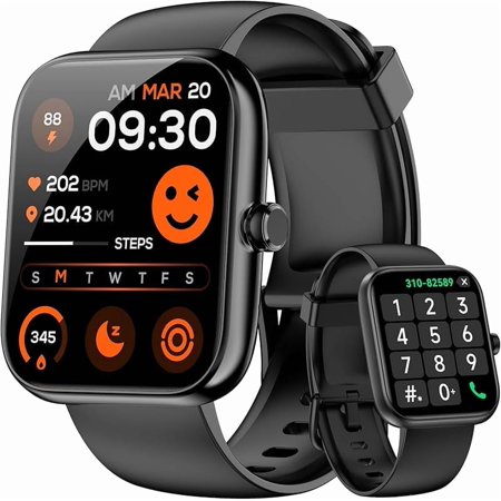 Smart Watch with Alexa Built-In – 1.83" HD Touchscreen Fitness Tracker with Call Function, 100 Sport Modes, Heart Rate & Sleep Monitor, IP68 Waterproof, for Men & Women, Works with iOS & Android – Bla