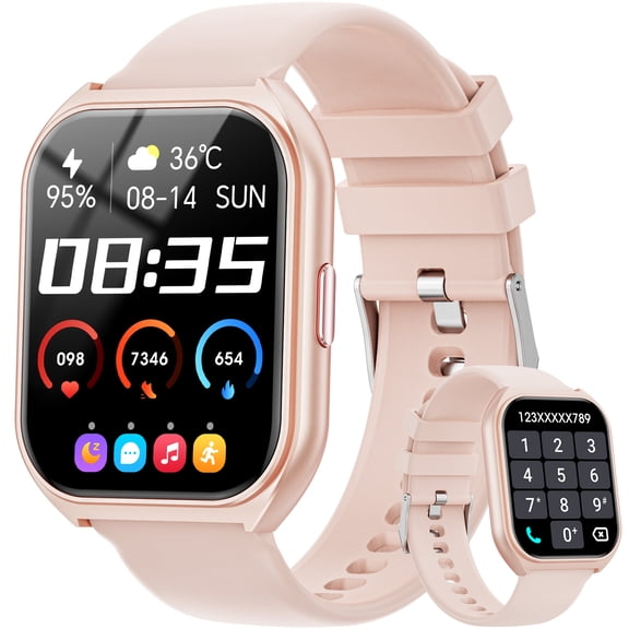 Joautrial 1.85-inch Men Women's Smartwatch with Answer/Make Calls/120+ Sport Modes/Message Reminder, IP68 Waterproof,Fitness Tracker fits for Android iPhone DevicesPink