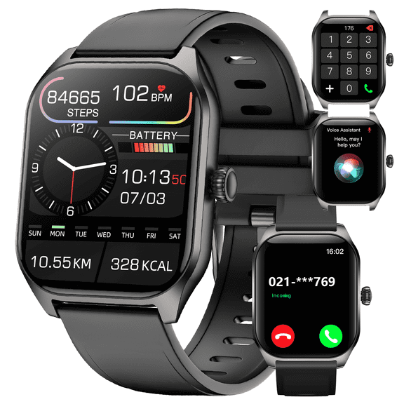 Smart Watch for Men Women (Answer/Make Calls),2.01" Touchscreen Fitness Tracker with 110+ Sport Modes,Heart Rate/Sleep Monitor/Pedometer Fitness Watch,Activity Tracker for Android iOS (Black)