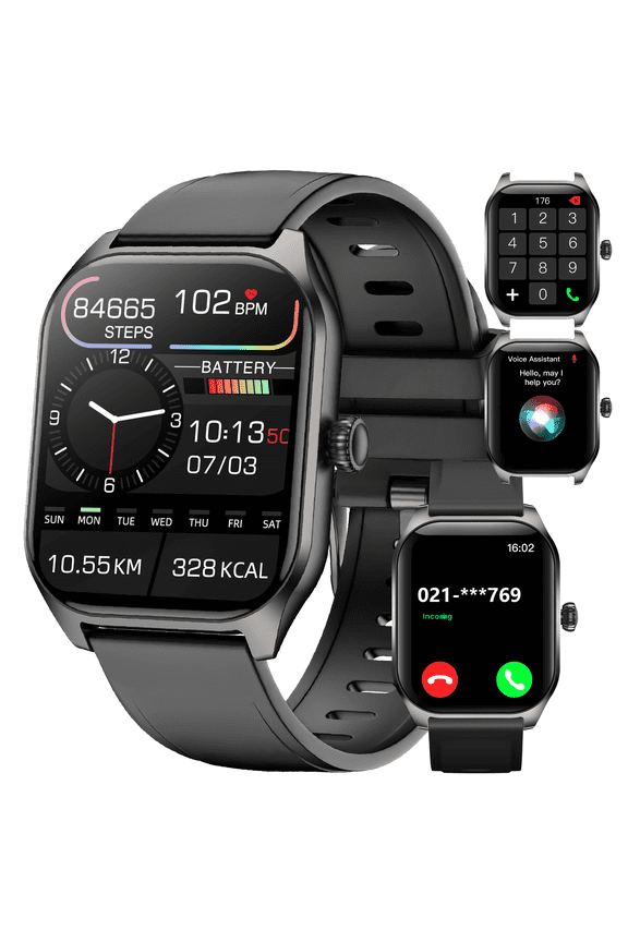 Smart Watch for Men Women (Answer/Make Calls),2.01" Touchscreen Fitness Tracker with 110+ Sport Modes,Heart Rate/Sleep Monitor/Pedometer Fitness Watch,Activity Tracker for Android iOS (Black)