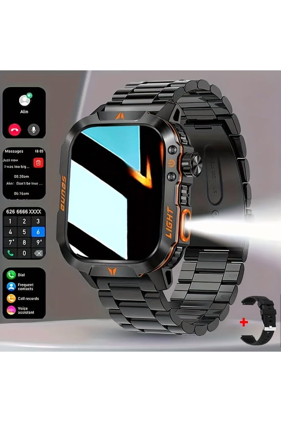 Smart Watch for Men & Women | Answer/Make Calls with LED Flashlight & Compass | 600mAh Sleep Monitor & Fitness Tracker | Waterproof Tactical Sports Design | Compatible with Android Phones | Mode