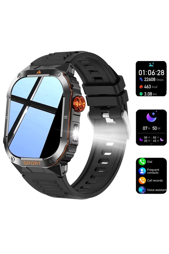 Smart Watch Bluetooth Call(Answer Make Calls) LED Flashlight IP67 Waterproof Smartwatch 100+ Sports Modes Fitness Tracker Watch for Android Ios men women watch