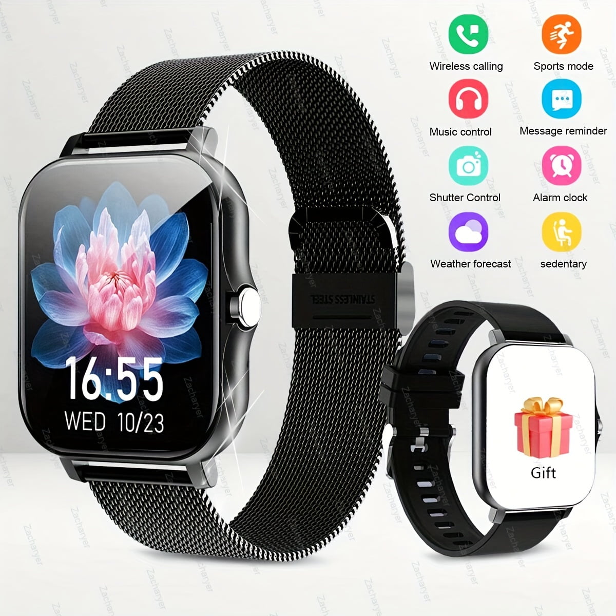 Smart Watch for Men & Women with Bluetooth Calls, 1.7" Touchscreen, Fitness Tracker (Heart Rate/Sleep Monitor), 100+ Sports Modes, 7-Day Battery, iPhone/Android Compatible, Metallic Design