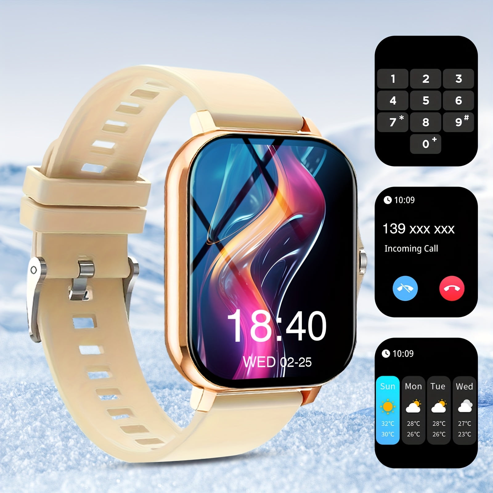 Smart Watch for Men & Women with Bluetooth Calls, 1.7" Touchscreen, Fitness Tracker (Heart Rate/Sleep Monitor), 100+ Sports Modes, 7-Day Battery, iPhone/Android Compatible, Metallic Design