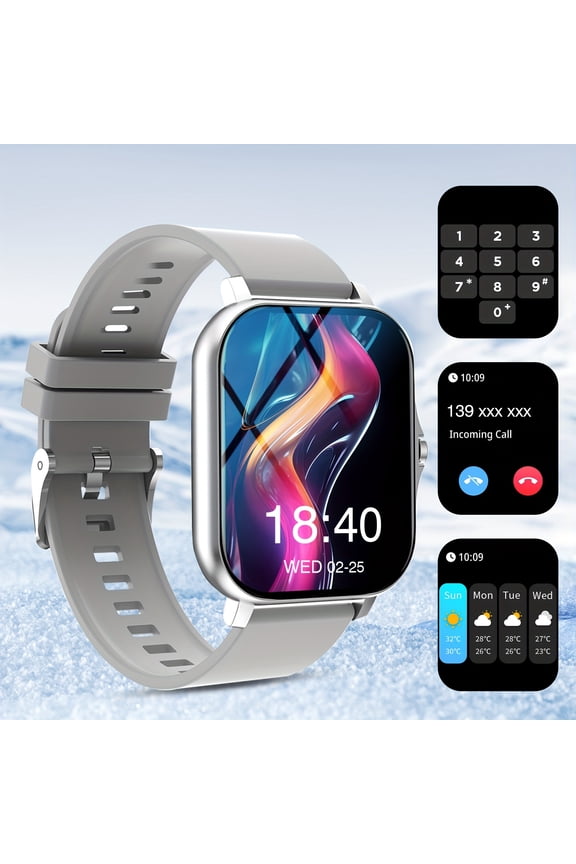 Smart Watch for Men & Women with Bluetooth Calls, 1.7" Touchscreen, Fitness Tracker (Heart Rate/Sleep Monitor), 100+ Sports Modes, 7-Day Battery, iPhone/Android Compatible, Metallic Design